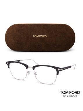 TOM FORD TF6590-F-B 002 MATTE BLACK & SHINY DARK RUTHENIUM BLOCK-BLUE LENSES